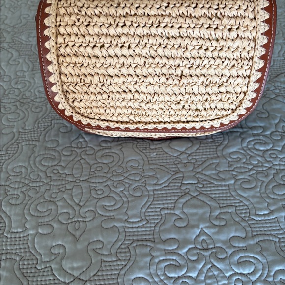 Brown and Cream Raffia Crossbody Bag - Picture 7 of 8